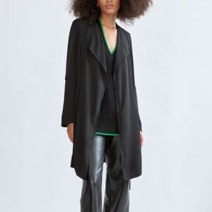 Babaton Draped Trench Coat – Black – Size XS